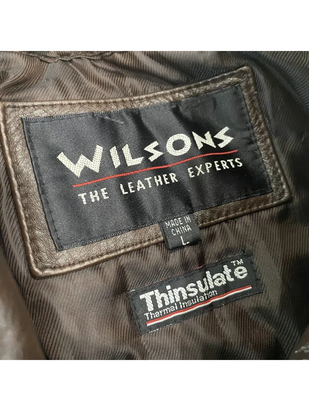 Wilsons Leather Bomber Jacket Size L Removable Vest 3M Thermal Thinsulate Brown